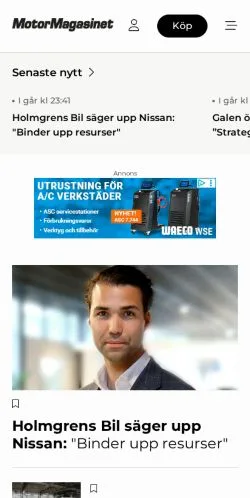 Anteprima del sito Nyheter, media di Svezia per articoli sponsorizzati