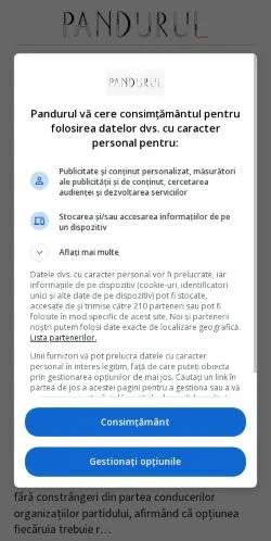 Anteprima del sito Pandurul, media di Romania per articoli sponsorizzati