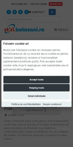 Podgląd witryny Știri Botoșani, medium z kraju Rumunia do artykułów sponsorowanych