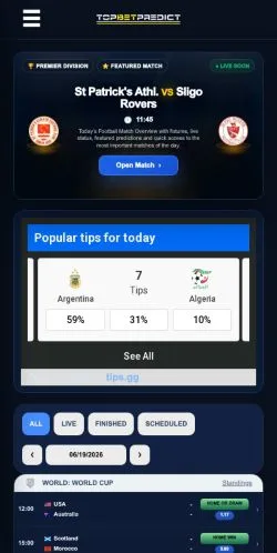 Förhandsvisning av webbplatsen TopBet Predict, medium i USA för sponsrade artiklar