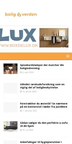 Anteprima del sito Boligverden, media di Danimarca per articoli sponsorizzati