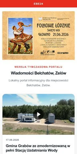 Forhåndsvisning av nettstedet Wiadomości Bełchatów, Zelów, medium fra Polen for sponsede artikler