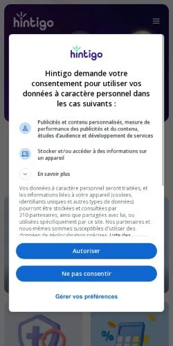 Anteprima del sito Hintigo, media di Francia per articoli sponsorizzati