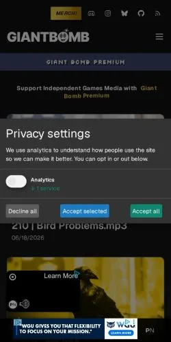 Anteprima del sito Giant Bomb, media di Stati Uniti per articoli sponsorizzati