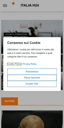 Anteprima del sito Italia h24, media di Italia per articoli sponsorizzati