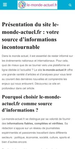 스폰서 기사용 프랑스 매체 Le Monde Actuel 사이트 미리보기