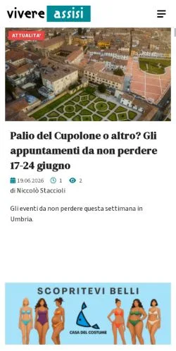 Anteprima del sito Vivere Assisi, media di Italia per articoli sponsorizzati