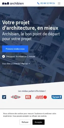 Sponsorlu makaleler için Fransa medyası Archibien sitesinin önizlemesi