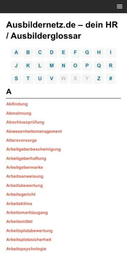Aperçu du site Ausbildernetz, média de Allemagne pour articles sponsorisés