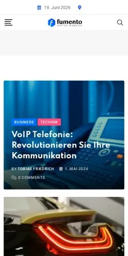 Forhåndsvisning av nettstedet Fumento Web-Magazin, medium fra Tyskland for sponsede artikler