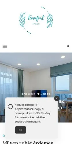 Anteprima del sito Komfort Magazin, media di Ungheria per articoli sponsorizzati