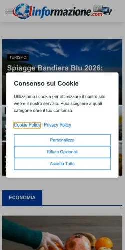 Anteprima del sito L'Informazione, media di Italia per articoli sponsorizzati