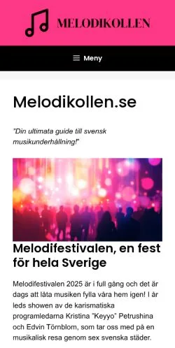 Podgląd witryny Melodikollen, medium z kraju Szwecja do artykułów sponsorowanych