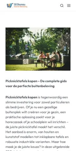 Anteprima del sito Picknicktafels Kopen, media di Paesi Bassi per articoli sponsorizzati
