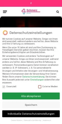 Anteprima del sito Schmerz Online, media di Germania per articoli sponsorizzati