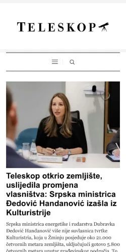 Anteprima del sito Teleskop, media di Croazia per articoli sponsorizzati