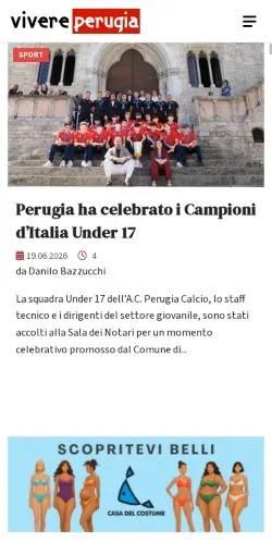 Anteprima del sito Vivere Perugia, media di Italia per articoli sponsorizzati
