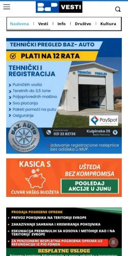 Anteprima del sito Bački Petrovac vesti, media di Serbia per articoli sponsorizzati
