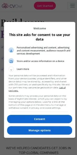 Forhåndsvisning av nettstedet CV Owl, medium fra USA for sponsede artikler