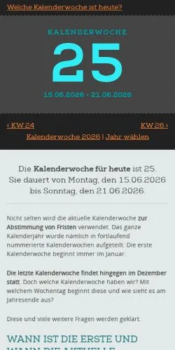 Anteprima del sito Kalenderwoche Heute, media di Germania per articoli sponsorizzati