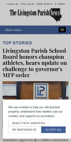 Podgląd witryny Livingston Parish News, medium z kraju Stany Zjednoczone do artykułów sponsorowanych
