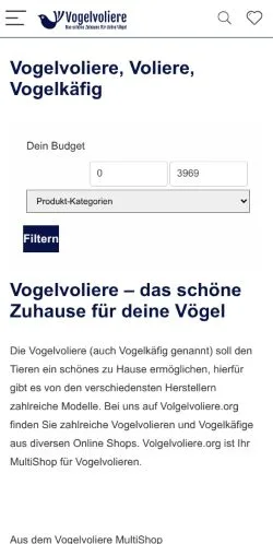 Anteprima del sito Vogelvoliere, media di Germania per articoli sponsorizzati