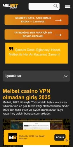 Podgląd witryny Melbet, medium z kraju Turcja do artykułów sponsorowanych