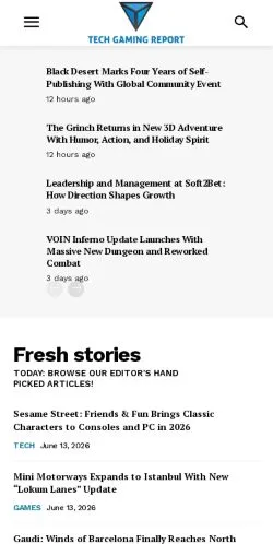 Vorschau der Website Tech Gaming Report, Medium aus Vereinigte Staaten für gesponserte Artikel