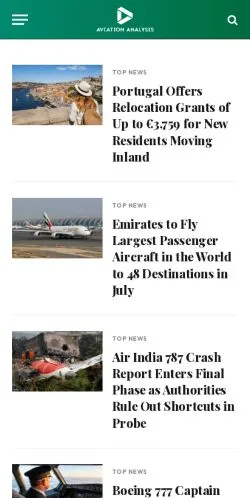 Preview of the Aviation Analysis website, a media outlet in United States for sponsored articles