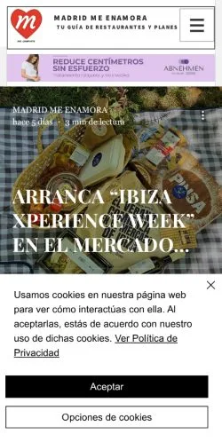Anteprima del sito Madrid Me Enamora, media di Spagna per articoli sponsorizzati