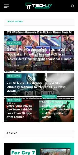 Aperçu du site Techuy, média de États-Unis pour articles sponsorisés