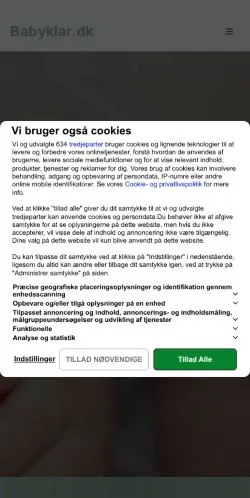 Anteprima del sito Babyklar, media di Danimarca per articoli sponsorizzati
