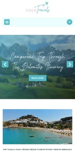 Anteprima del sito Coco Travels, media di Regno Unito per articoli sponsorizzati