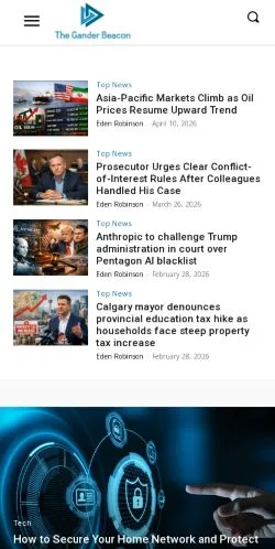 Preview of the The Gander Beacon website, a media outlet in Canada for sponsored articles