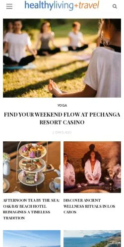 Anteprima del sito Healthy Living + Travel, media di Stati Uniti per articoli sponsorizzati
