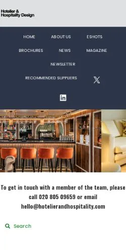 스폰서 기사용 영국 매체 Hotelier & Hospitality Design 사이트 미리보기