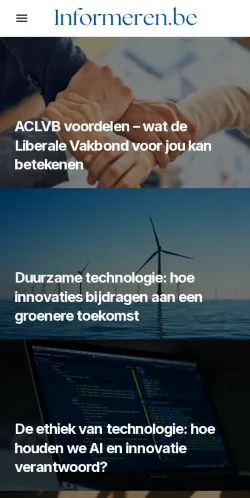 Vista previa del sitio Informeren, medio de Bélgica para artículos patrocinados