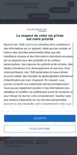 Preview of the Jeux Historiques website, a media outlet in France for sponsored articles