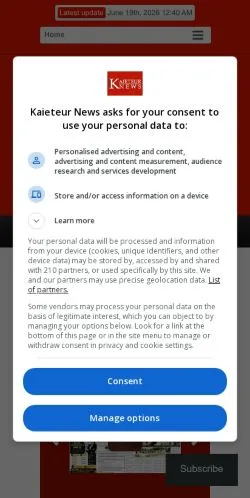 Anteprima del sito Kaieteur News, media di Stati Uniti per articoli sponsorizzati