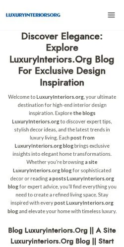 Anteprima del sito Luxury Interiors, media di Regno Unito per articoli sponsorizzati