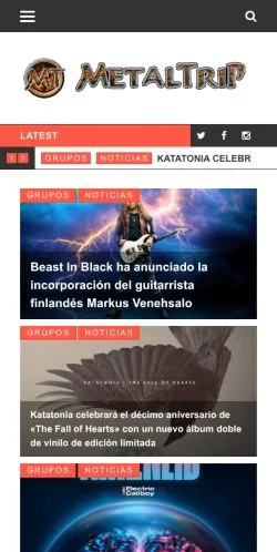 Forhåndsvisning av nettstedet Metaltrip, medium fra Spania for sponsede artikler