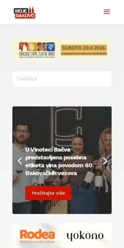 Podgląd witryny Moje Đakovo, medium z kraju Chorwacja do artykułów sponsorowanych