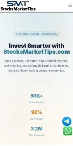 Vista previa del sitio Stocks Market Tips, medio de Estados Unidos para artículos patrocinados
