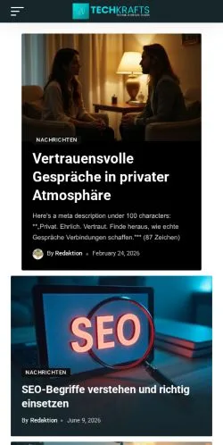 Aperçu du site Techkrafts, média de Allemagne pour articles sponsorisés