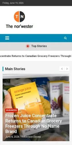 Pré-visualização do site The nor'wester, meio de Canadá para artigos patrocinados