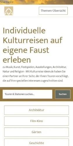 Anteprima del sito Kulturreise Ideen, media di Germania per articoli sponsorizzati