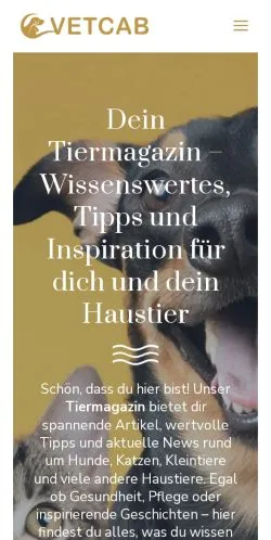 Preview of the VETCAB Tiermagazin website, a media outlet in Germany for sponsored articles