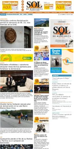 스폰서 기사용 스페인 매체 El Sol de Margarita 사이트 미리보기