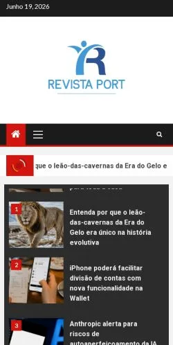 Pré-visualização do site Revista PORT.COM, meio de Portugal para artigos patrocinados