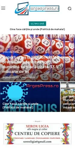 Sponsorlu makaleler için Romanya medyası Știri Argeș sitesinin önizlemesi